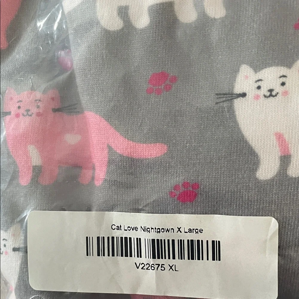 Gray and Pink Cat Print Pajama Set - Picture 2 of 2